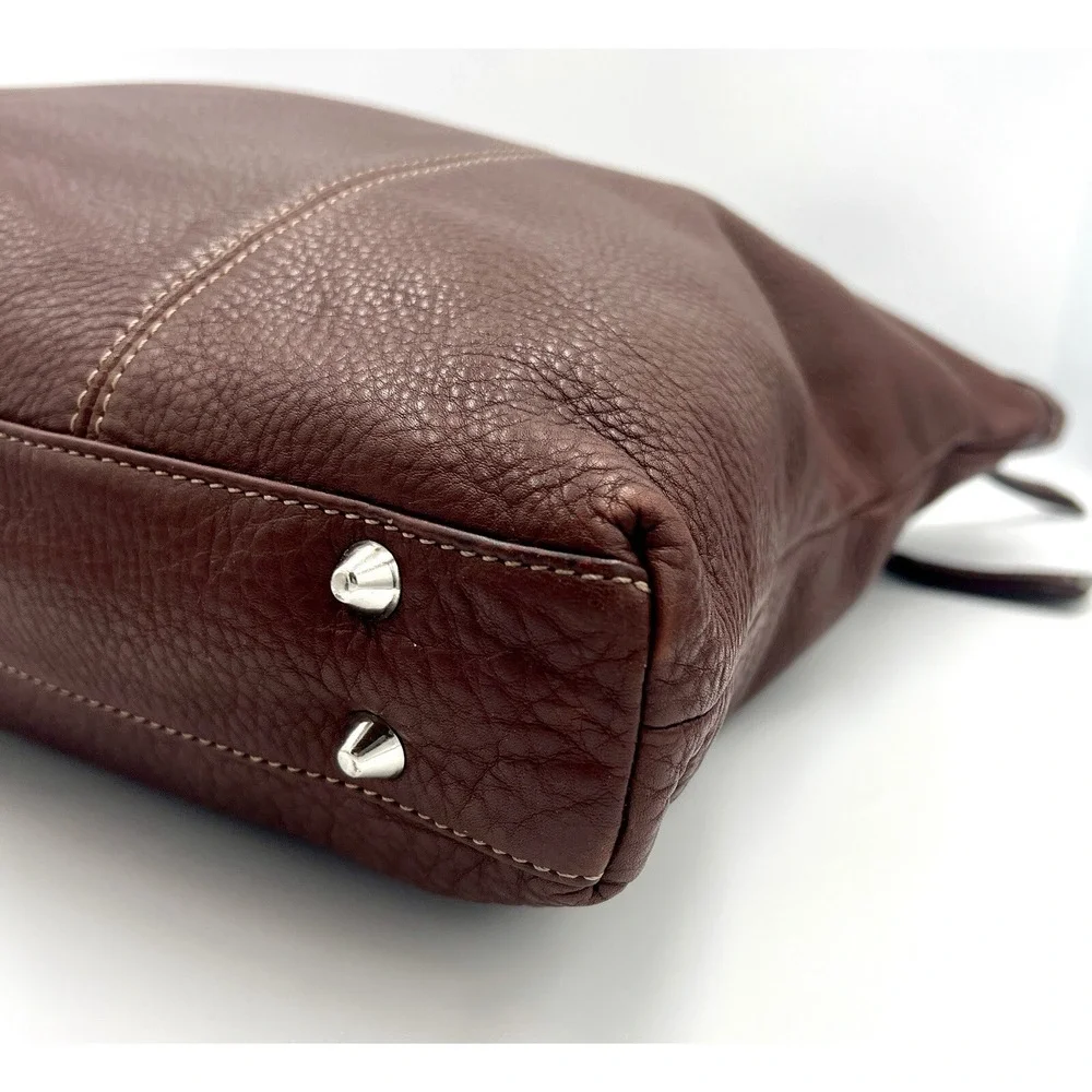 B. Makowsky Brown Leather Large Shoulder Handbag Purse‎ - Picture 10 of 16
